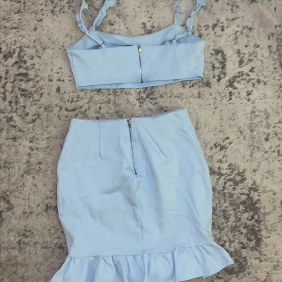 2 Piece Baby blue midi skirt and crop top set - Picture 2 of 9